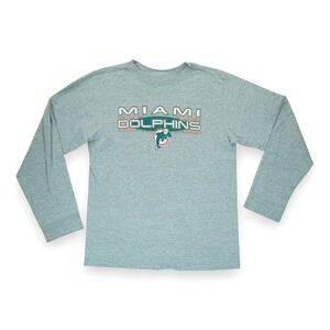 Miami Dolphin Team T Shirt Youth L (14/16) Long Sleeve Crew‎ Neck Graphic